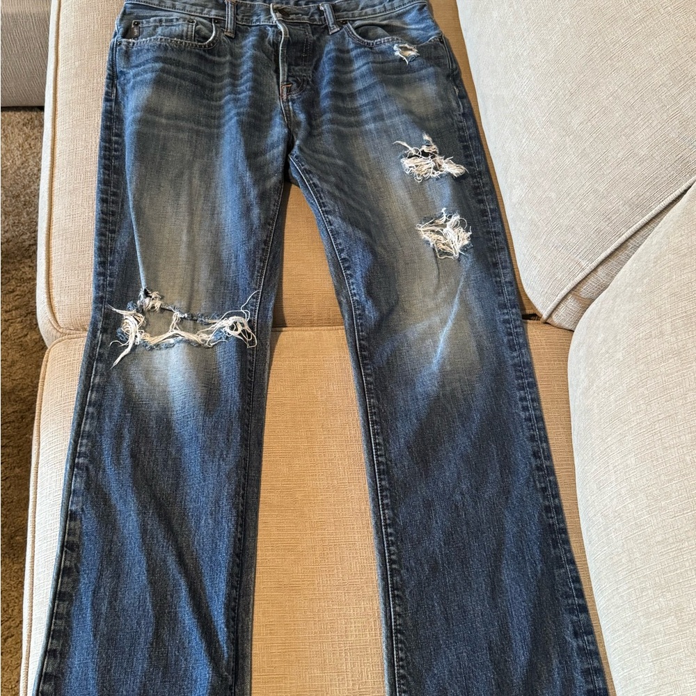 Abercrombie & Fitch Distressed Dark Blue Jeans